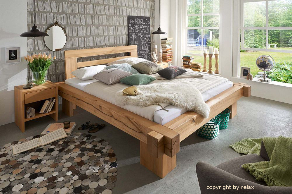 Balkenbett Buche Vulkano mit Lehne Balkenbett Buche Vulkano mit Lehne