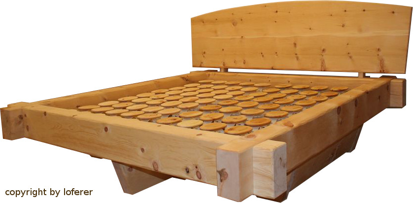 Zirbenbalkenbett mit Schubladen Zirbenbalkenbett mit Schubladen